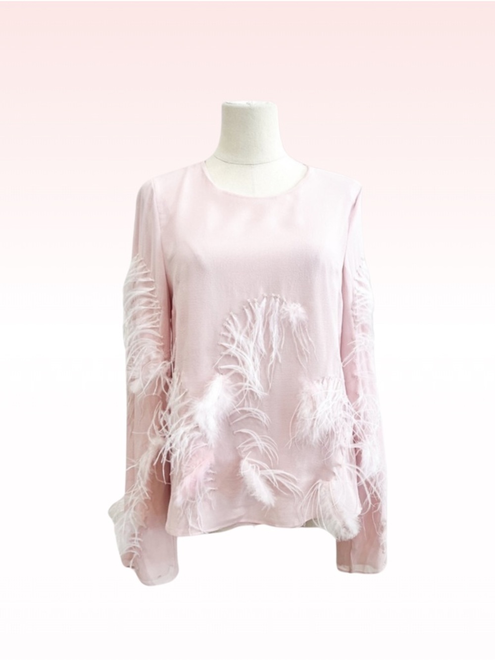 Nwt ZAC POSEN Pink Feather Long Sleeve Top (Sz 6)